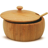 Pote Farinheira em Bambu com Tampa e Colher 220g Tyft Yoi Marrom Claro